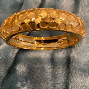 Coach Dome Gold Hinged Bracelet with Signature "C"